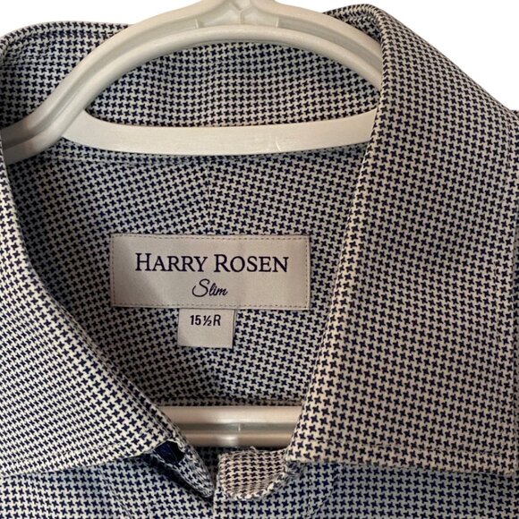 Harry Rosen slim long sleeve button down shirt black and white men's size M - Picture 2 of 4